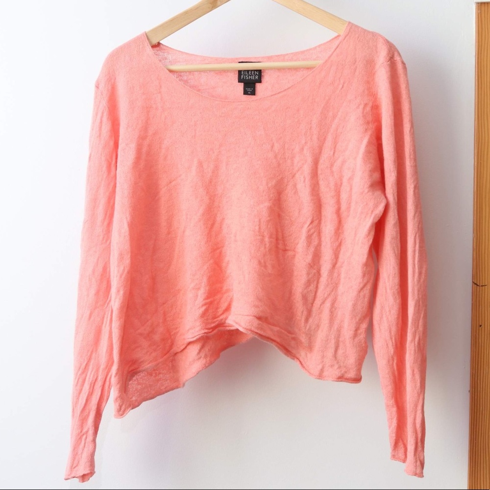 Eileen Fisher cropped pink sweater